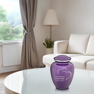 Custom Engraved Medium Embrace Hearts Cremation Urn