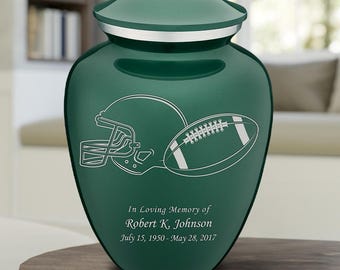 Personalized Small Football Urn | Custom Engraved Cremation Urn (44 cu in)