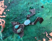 Vintage Frog Native American Sterling Tirquoise Pin 688