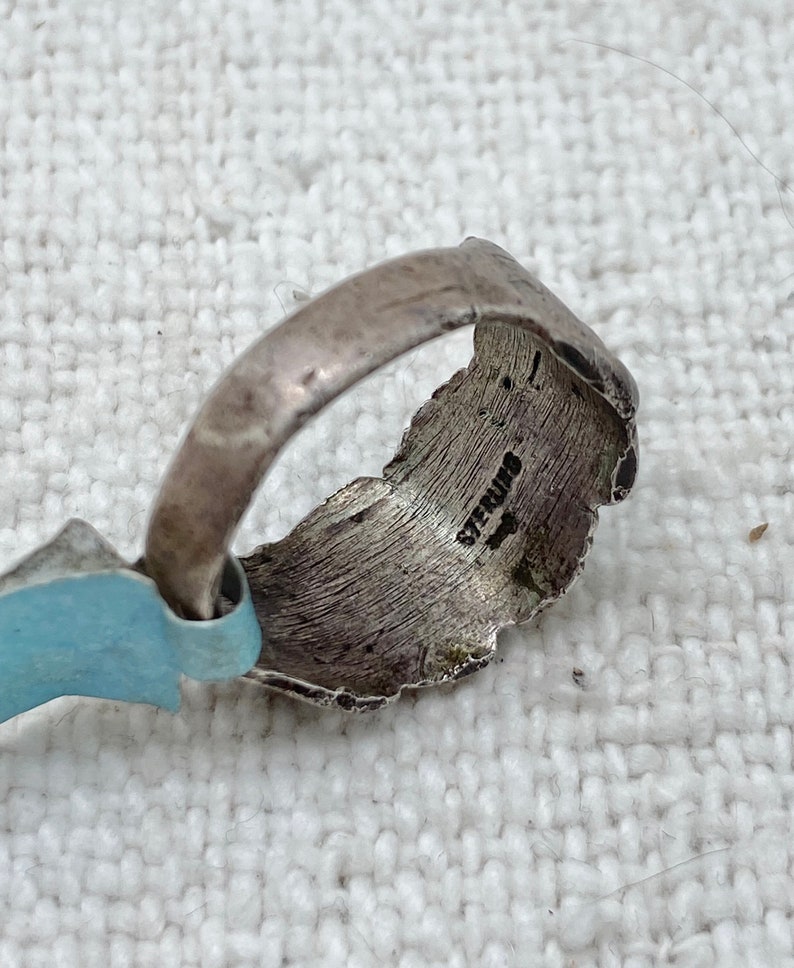 Size 9 ~ Vintage Native American Navajo Sterling Silver /& Turquoise Old Pawn Band Band #3377
