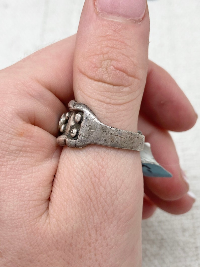Size 9 ~ Vintage Native American Navajo Sterling Silver /& Turquoise Old Pawn Band Band #3377