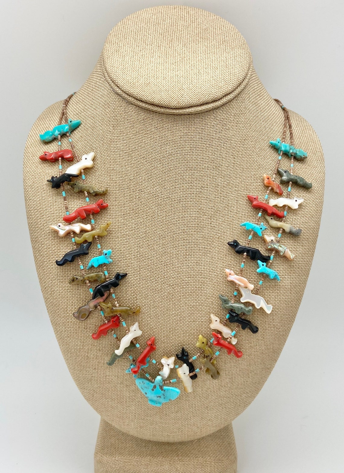 Vintage Native American Multi Stone Fox & Eagle Fetish Etsy