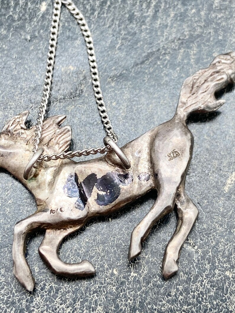 Vintage Southwestern Sterling Silver Horse Pendant Necklace #4079