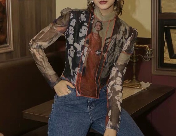 Mesh Top | Renaissance Shirt Blouse Print | Venus