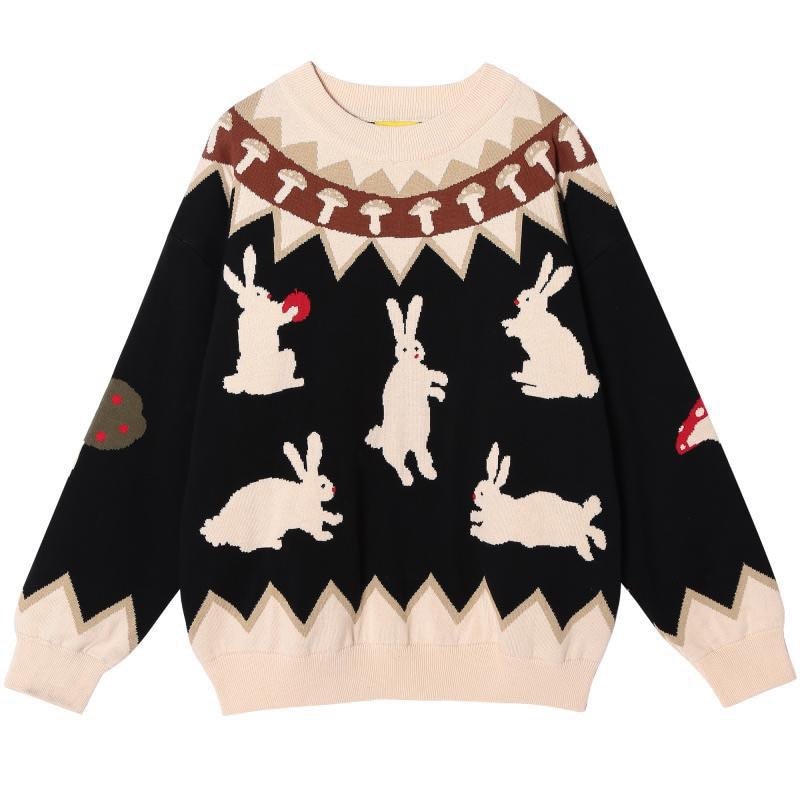 Vintage Women Rabbit Bunny Sweater O Neck Cute Bunny Ladies - Etsy Israel
