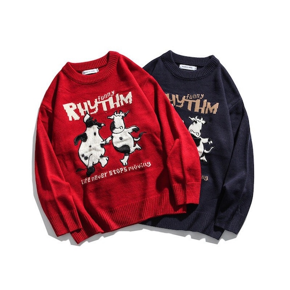 Autumn Winter Cow Funny Cartoon Women Pullover Swe
