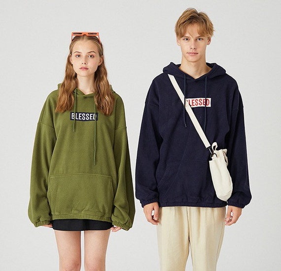 Polar Fleece Harajuku Hooded Hoodies| Embroidery P