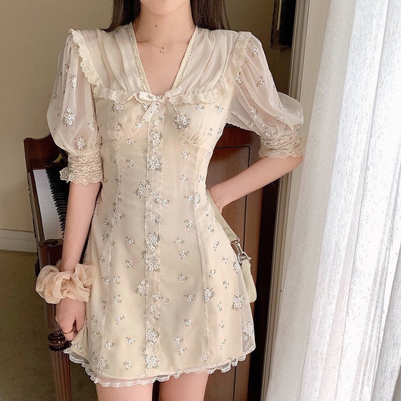 Bustier Lace Fairy Bow Dress| French Style Vintag