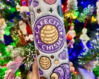 Cafecito y Chisme 20oz Skinny Tumbler with Straw, Chismosa gifts, Cafecito Y Chisme Tumbler Gift for Women, Latina Gift Cafecito