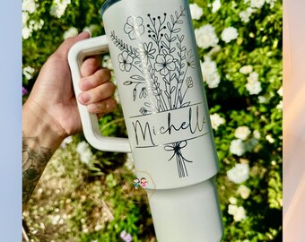 Personalized Laser Engraved Tumbler, Custom Bridesmaid Tumblers, Laser Engraved 40oz Tumbler