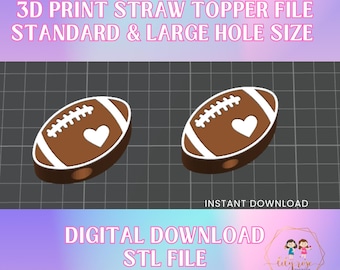Football Straw Topper STL File, 3D Print Straw Topper Digital Download