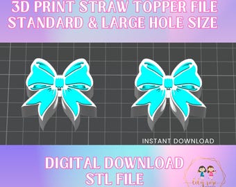 Schleife Straw Topper STL-Datei, 3D-Druck Stroh Topper Digitaler Download