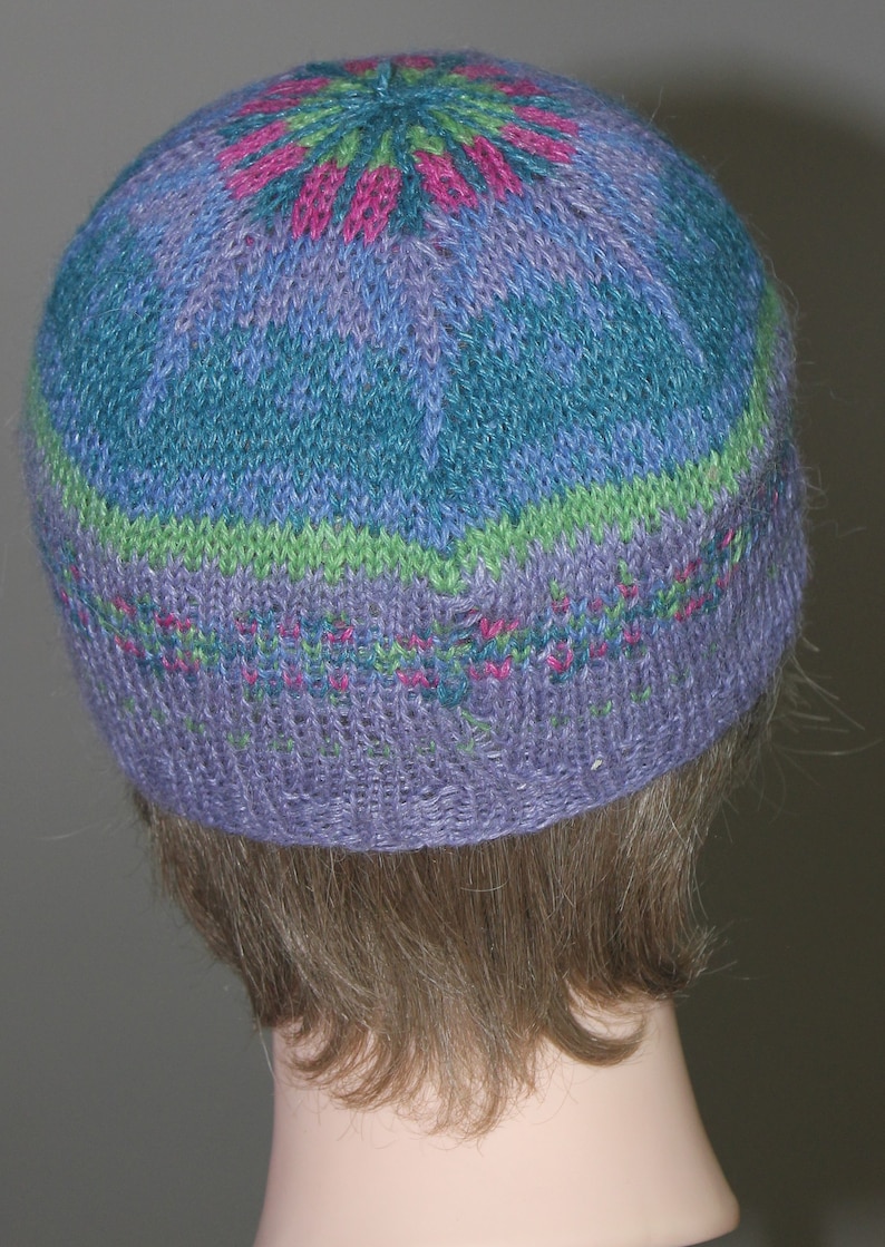 Knitted alpaca and rayon faire isle tam beret
