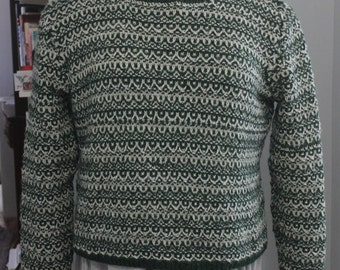 Slip-stitch crew neck pullover sweater