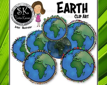 Earth Clip Art, Earth Day, Animation Globe, Planet Graphics, Print, Screen & Animation Version Clip Art, Education Use, Personal, Commercial