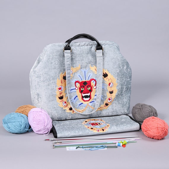  Knitting Bag Backpack,Yarn Storage Organizer Travel Crochet  Bag