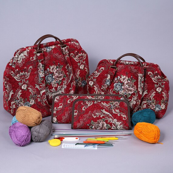 Project Bag for Knitting Crochet, Skull Knitting Bag Knitting