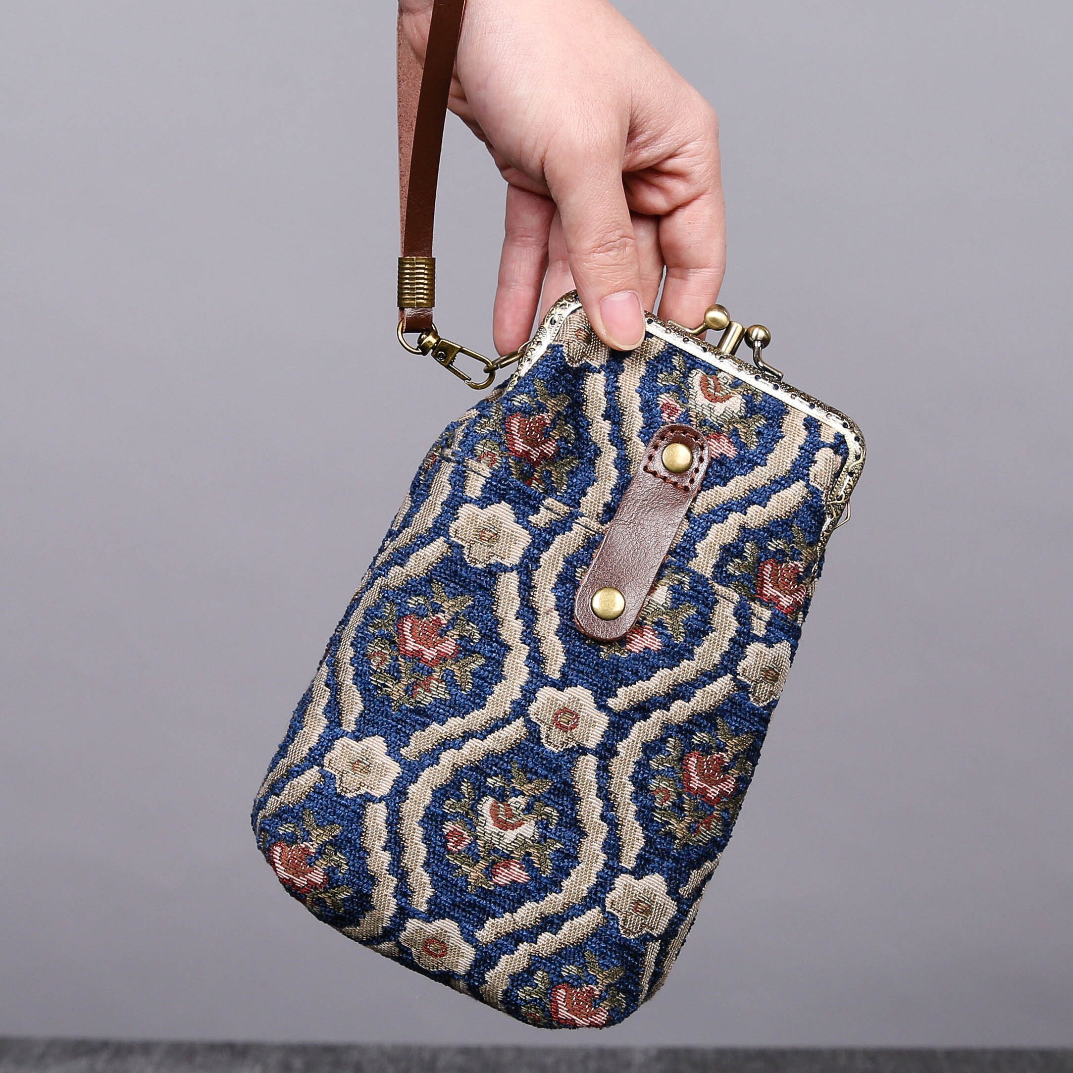 Carpet Phone Case Passport Holder Vintage Handsewn Double Kiss Etsy