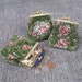 Vintage Handsewn Carpet Coin Purse Victorian Double Kiss Lock Card Pouch Ball Clasp Bag Bridesmaid gift for her Rose Series Arugula Green 