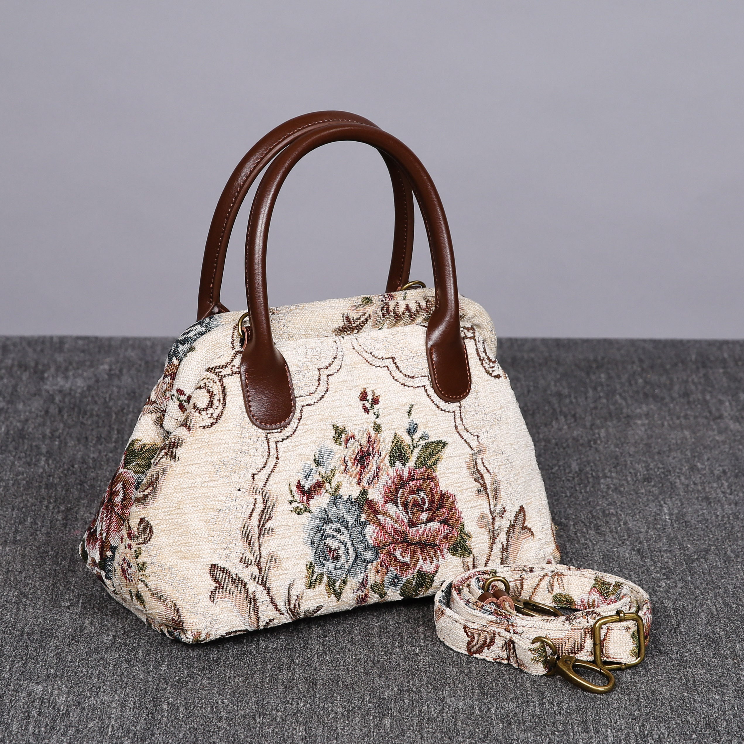 Victorian Carpet Bag Mary Poppins Vintage Leather Purse Handmade