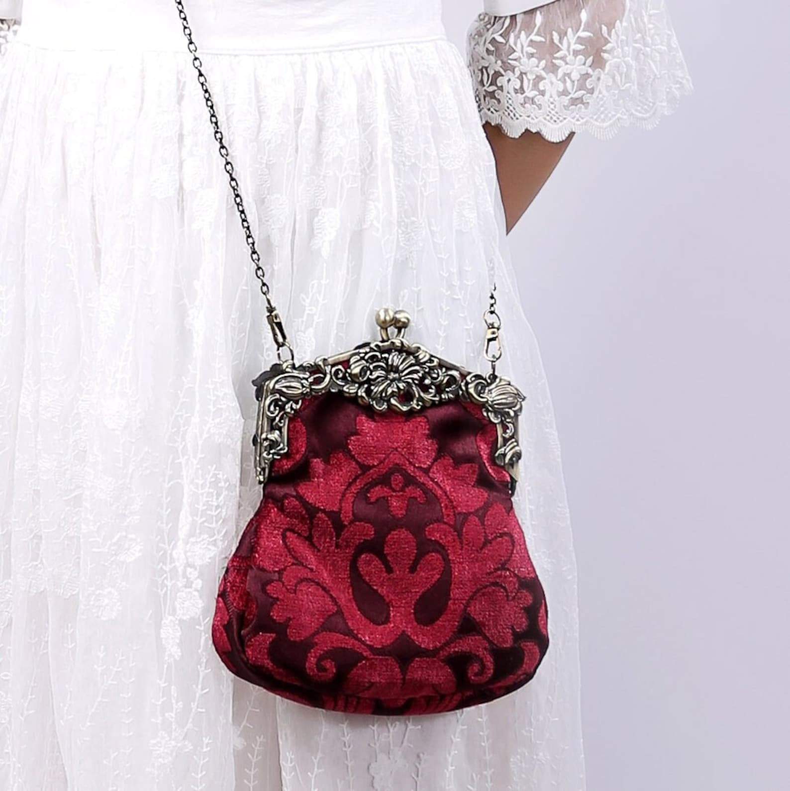 Chatelaine Purse Victorian Crossbody Evening Bag Carpet Bag Etsy