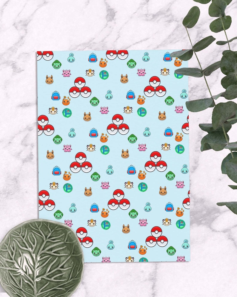 New Pokemon Go Wrapping Paper Pap Cards Etsy