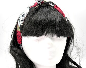 Hairband - knotted - 50s - Rockabilly - Skull - Skulls & Roses red