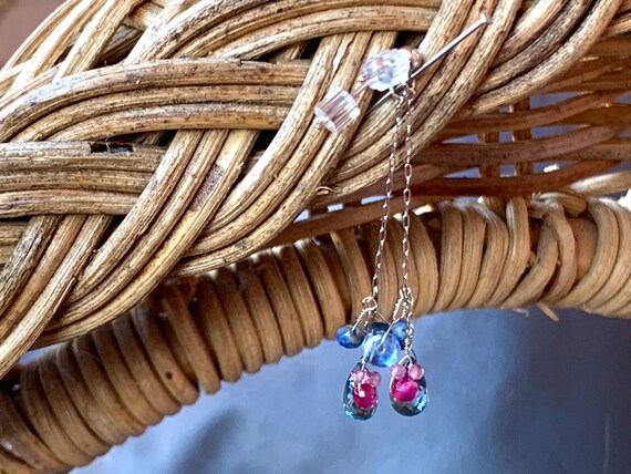 gemstone necklace briolette teardrop blue sapphire gems layer sterling silver