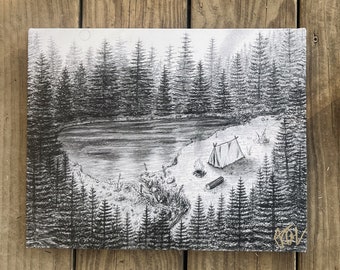 THE CLEARING Medium (14”x11”) Signerad canvastavla (skiss av Jen Ledger)