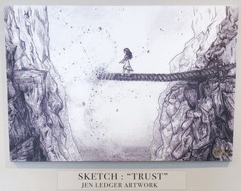 TRUST Stor (40 x 50 cm) Signerad Canvastavla (Skiss av Jen Ledger)