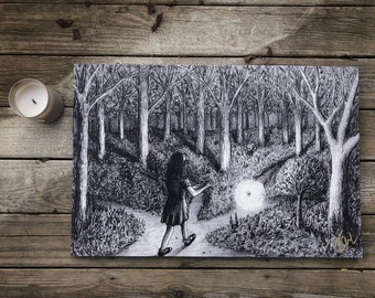 LJUS VÄGEN XLarge (30”x20”) Signerad Canvastavla (Skiss av Jen Ledger)