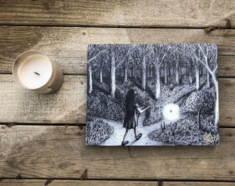 LJUS VÄGEN Mellanstor (14”x11”) Signerad Canvastavla (Skiss av Jen Ledger)