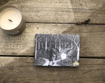 LJUS VÄGEN Litet (18 x 13 cm) Signerat Canvastavla (Skiss av Jen Ledger)