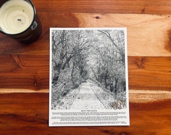 Inspirerande poster med titeln "SPRING THE RACE" handsignerad av Jen Ledger 20x25 cm