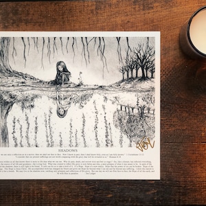 SHADOWS Inspirational Poster 8&quot;x 10&quot; hand signed (with inspirational paragraph explaining the art by Jen Ledger)