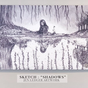 SHADOWS Small (5&quot;x7&quot;) Canvas Art Print (Sketch by Jen Ledger)