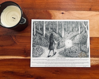 LJUS VÄGEN Inspirerande poster handsignerad av Jen Ledger 20x25 cm