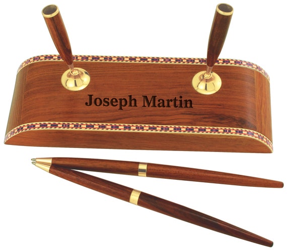 Wooden Pen Stand with Two Pens