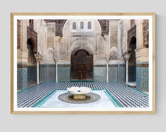 Moroccan Photography Print, Medersa Bou Inania in Fes, Moroccan Decor, Travel Wall Art