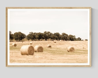 Hay Bales Photography Print, Farmhouse Wall Art, Rustic Country Decor