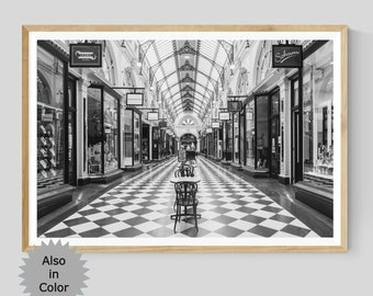 Melbourne Royal Arcade Photography Print, Black and White Architecture Photography, Australian Wall Art