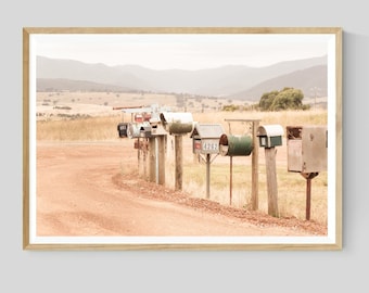 Australian Mail Box Print, Country Landscape Photography, Rustic Wall Art Decor