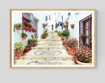 Street in Frigiliana Print, Spanish Photography, Andalusian Poster, European Wall Art