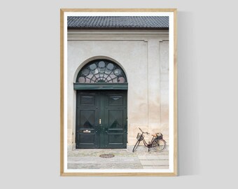 Door Photography Print, Copenhagen Bike Wall Art, Scandinavian Decor