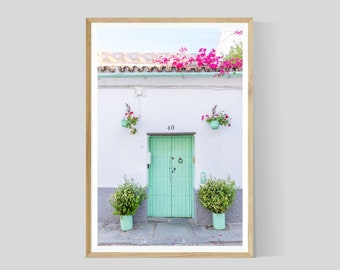 Mint Green Door, Andalusian Photography, Cordoba Print, Spain Wall Art, European Decor