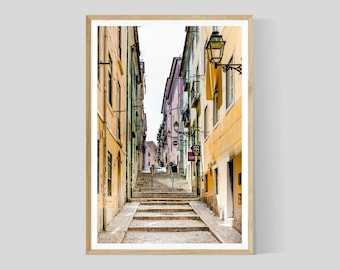 Lisbon Street Photography, Portugal Print, European Wall Art, Pastel Decor