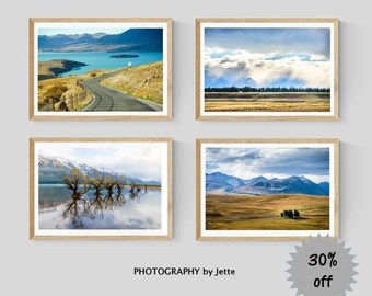 Set of4 New Zealand Landscape Prints, Nature Gallery Wall Art , Travel Photography