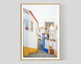 Street in Obidos, Portugal Travel Wall Art Print, European Photography