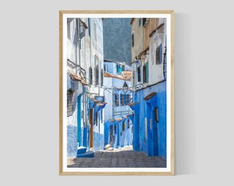 Moroccan Blue City Print, Chefchaouen Print, Morocco Photography, Blue City Photograph, Travel Print, Morocco Decor, Street Photograph