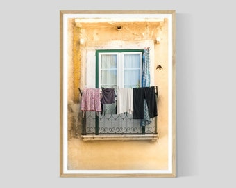 Laundry Room Decor, Portugal Print, Window Photography, European Washroom Decor, Travel Wall Art, Fine Art Print